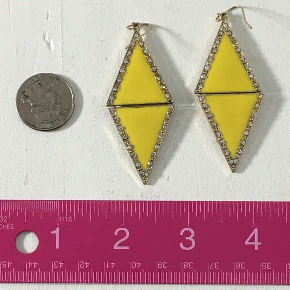 Yellow Triangle Rhinestone Earrings - Picture 8 of 8